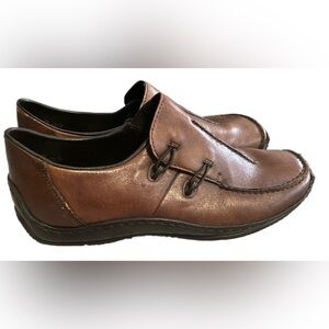Rieker Women’s Leather Slip-On Shoes 7.5 US Brown